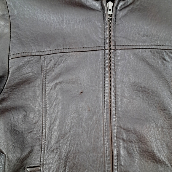Vintage Ann Taylor Brown Leather Jacket, 1990's, Fleece lined hood, sz M - Picture 6 of 9